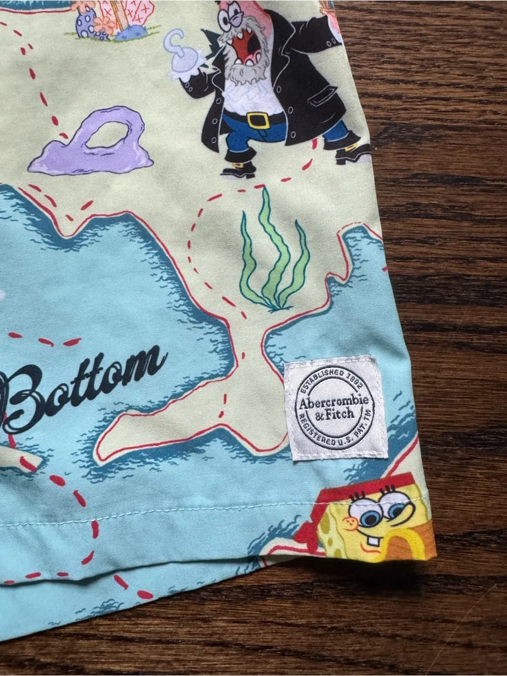 abercrombie kids Light Blue SpongeBob Pirate Map Swim Shorts